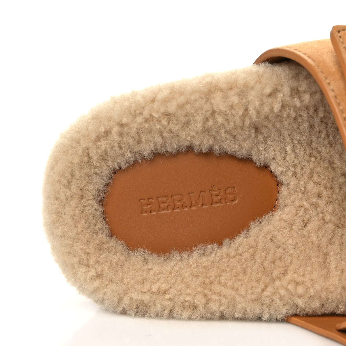 Suede Goatskin Woolskin Womens Chypre Sandals 36.5 Golden Beige