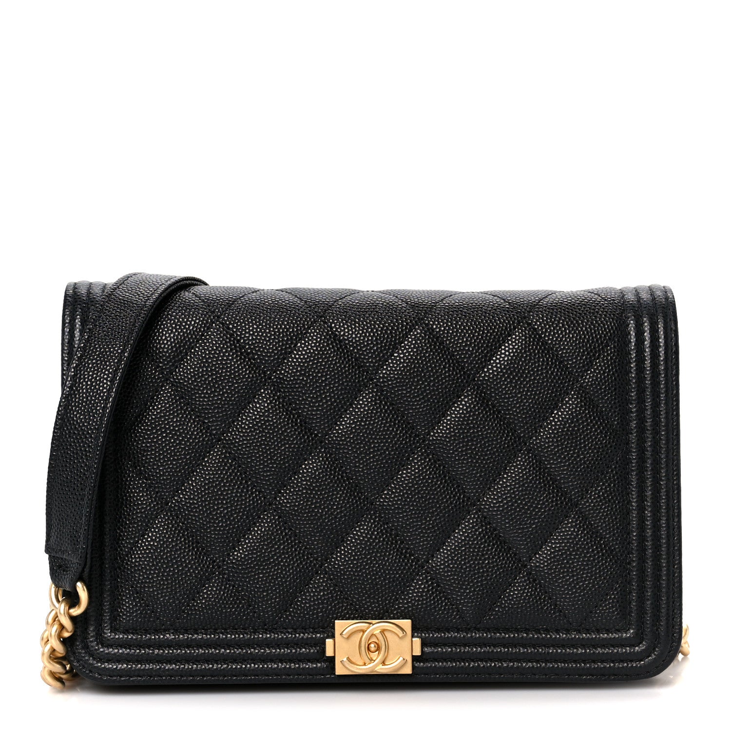 Chanel Caviar Quilted Boy Wallet On Chain WOC Black 1 of 13