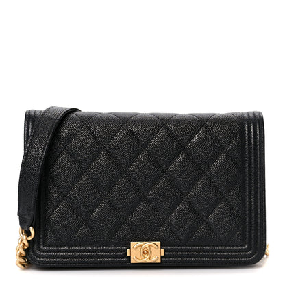 Chanel Caviar Quilted Boy Wallet On Chain WOC Black 1 of 13