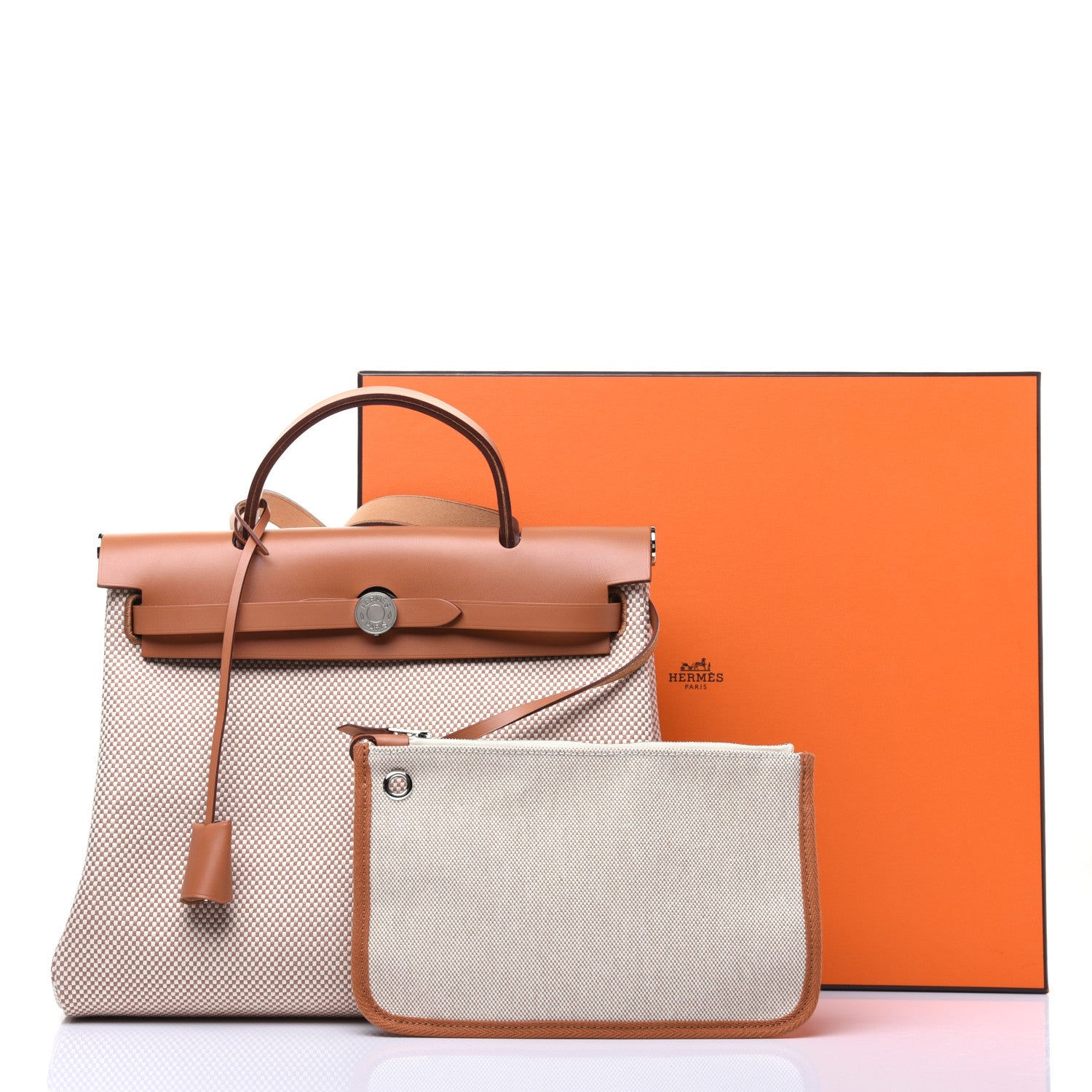 Hermes Vache Hunter Criss Viking Herbag Zip Retourne 31 PM Ecru Beige Naturel 14 of 14
