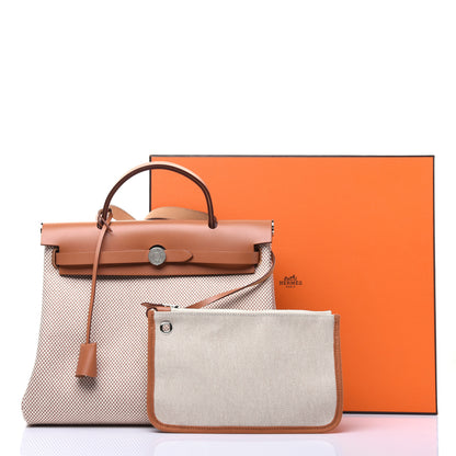 Hermes Vache Hunter Criss Viking Herbag Zip Retourne 31 PM Ecru Beige Naturel 14 of 14