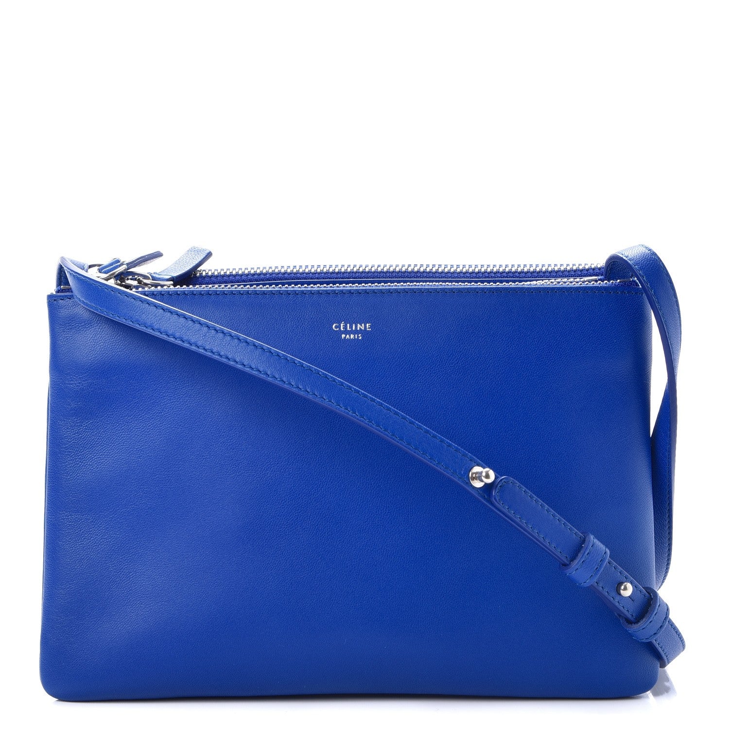 Celine Lambskin Small Trio Crossbody Bag Electric Blue 1 of 10
