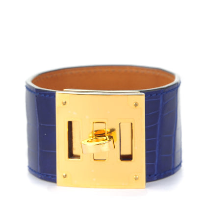 Hermes Shiny Alligator Kelly Dog Cuff Bleu Electrique 1 of 5