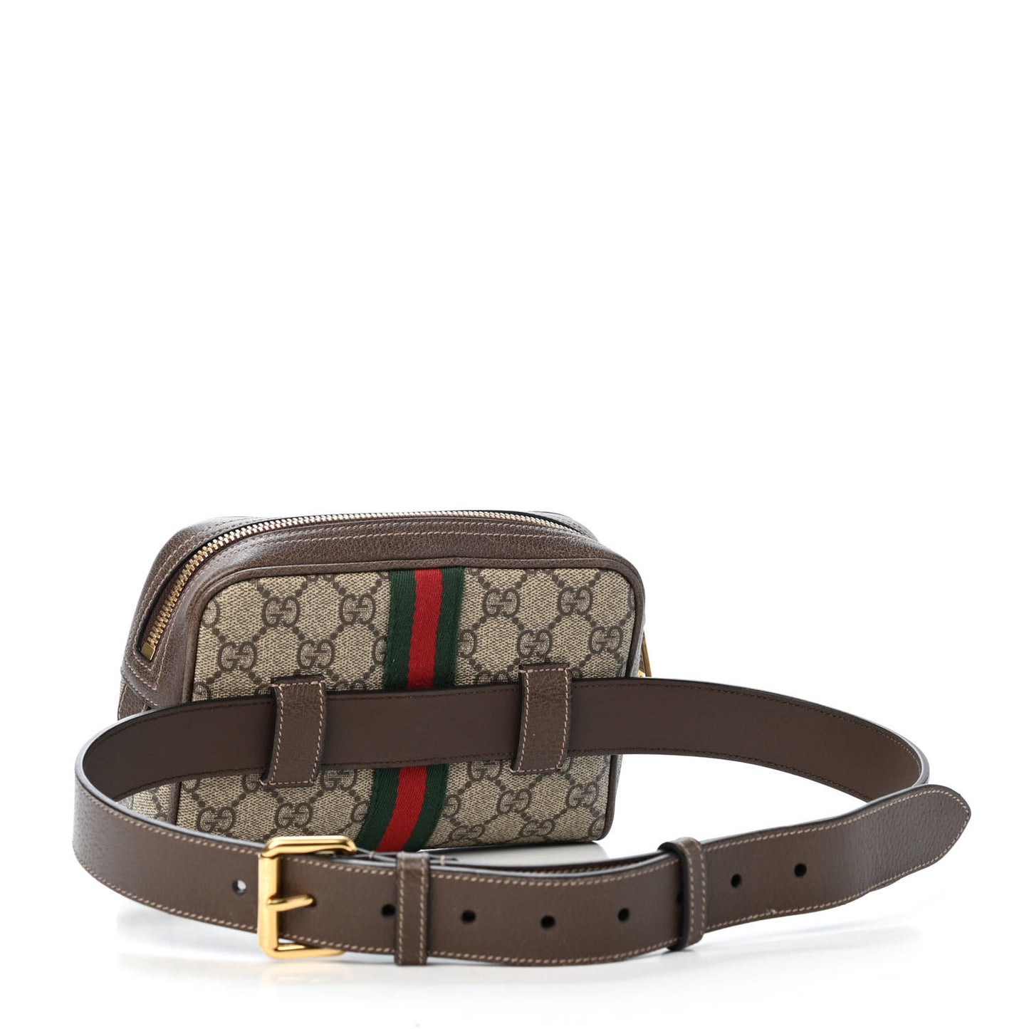 GG Supreme Monogram Web Small Ophidia Belt Bag 85 34 Dark Brown