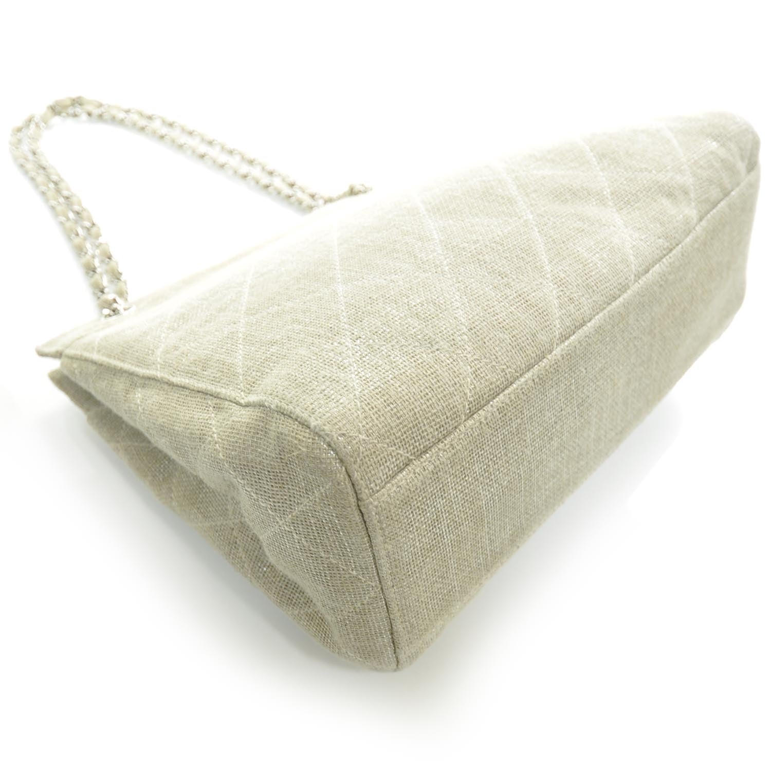 Chanel Metallic Linen Shoulder Bag Silver 4 of 11