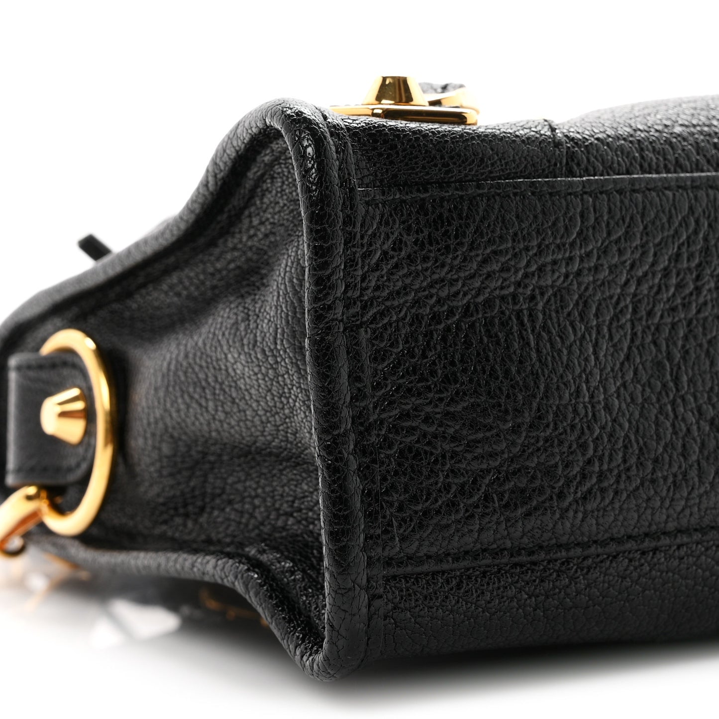 Chevre Gold Metallic Edge Hardware Mini City Black