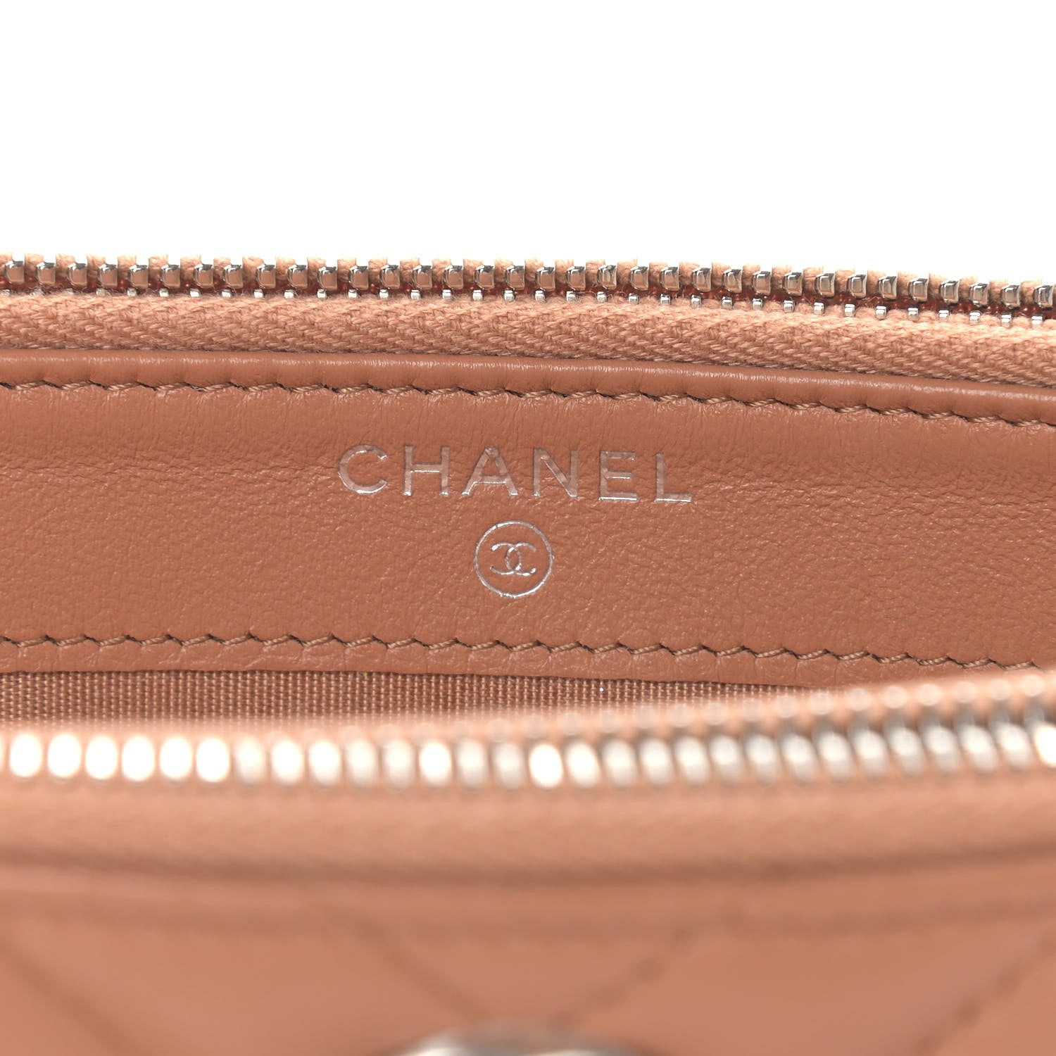Chanel Lambskin Chevron Quilted Studded Small Clutch With Chain Beige 7 of 11