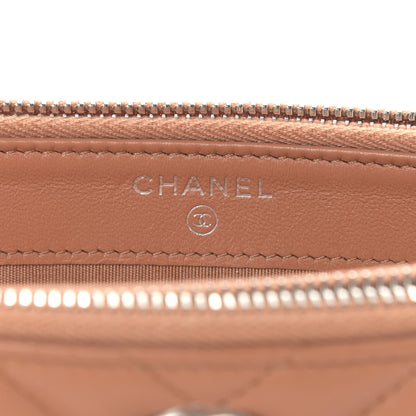 Chanel Lambskin Chevron Quilted Studded Small Clutch With Chain Beige 7 of 11