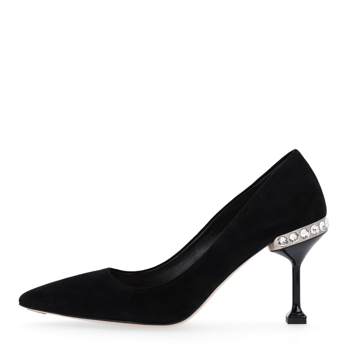 Suede Crystal Pumps 37 Black