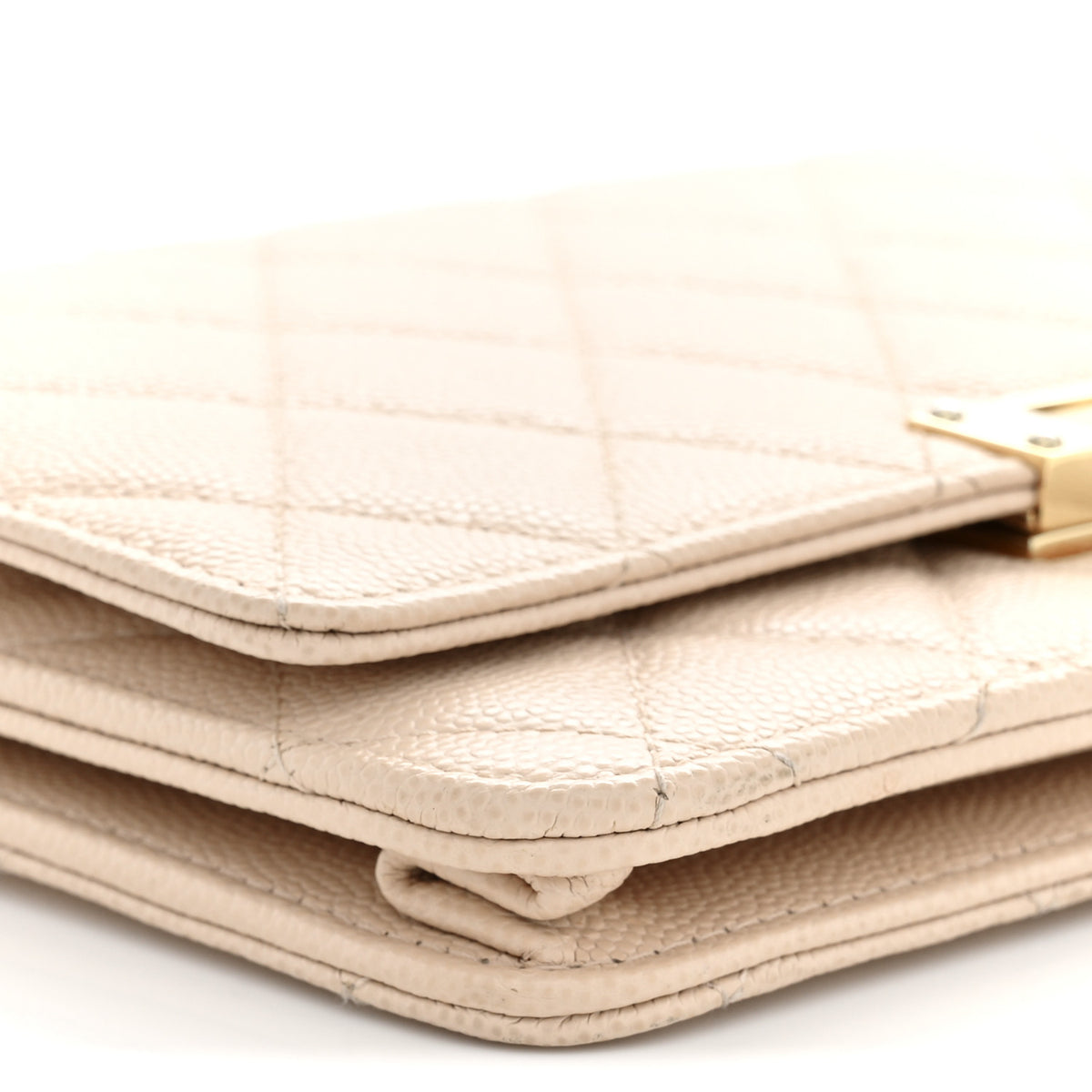 Chanel Caviar Quilted Golden Class Wallet On Chain WOC Light Beige 9 of 13