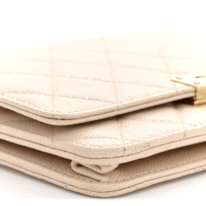 Chanel Caviar Quilted Golden Class Wallet On Chain WOC Light Beige 9 of 13