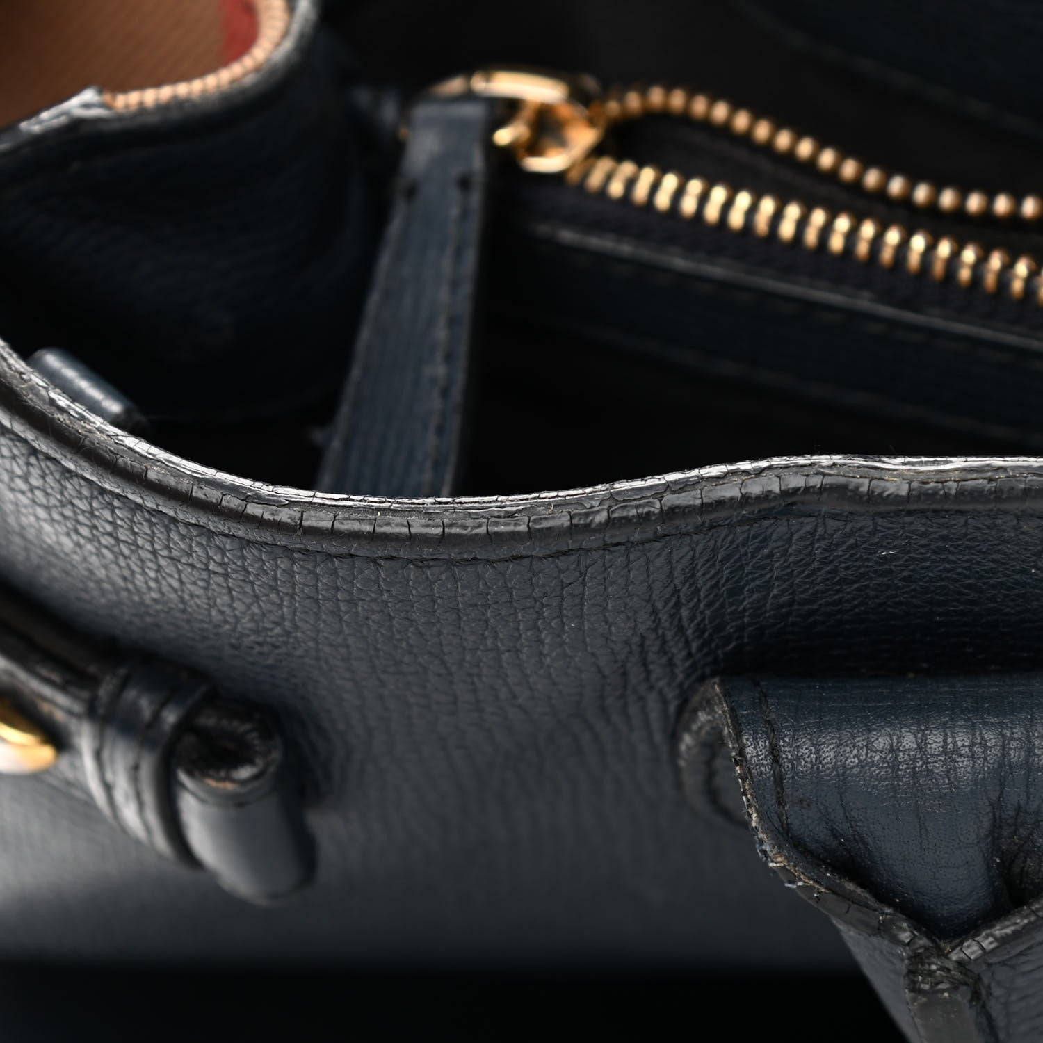 Burberry Calfskin House Check Medium Banner Tote Ink Blue 12 of 18