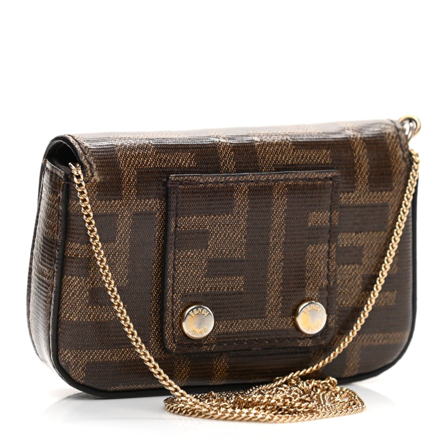 Fendi Glazed Fabric FF 1974 Nano Baguette Belt Charm Mogano Panna 3 of 10