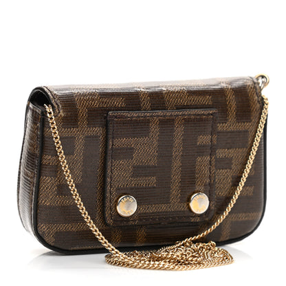 Fendi Glazed Fabric FF 1974 Nano Baguette Belt Charm Mogano Panna 3 of 10