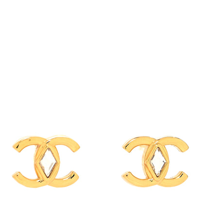Chanel Metal Crystal CC Marquise Earrings Gold 1 of 4