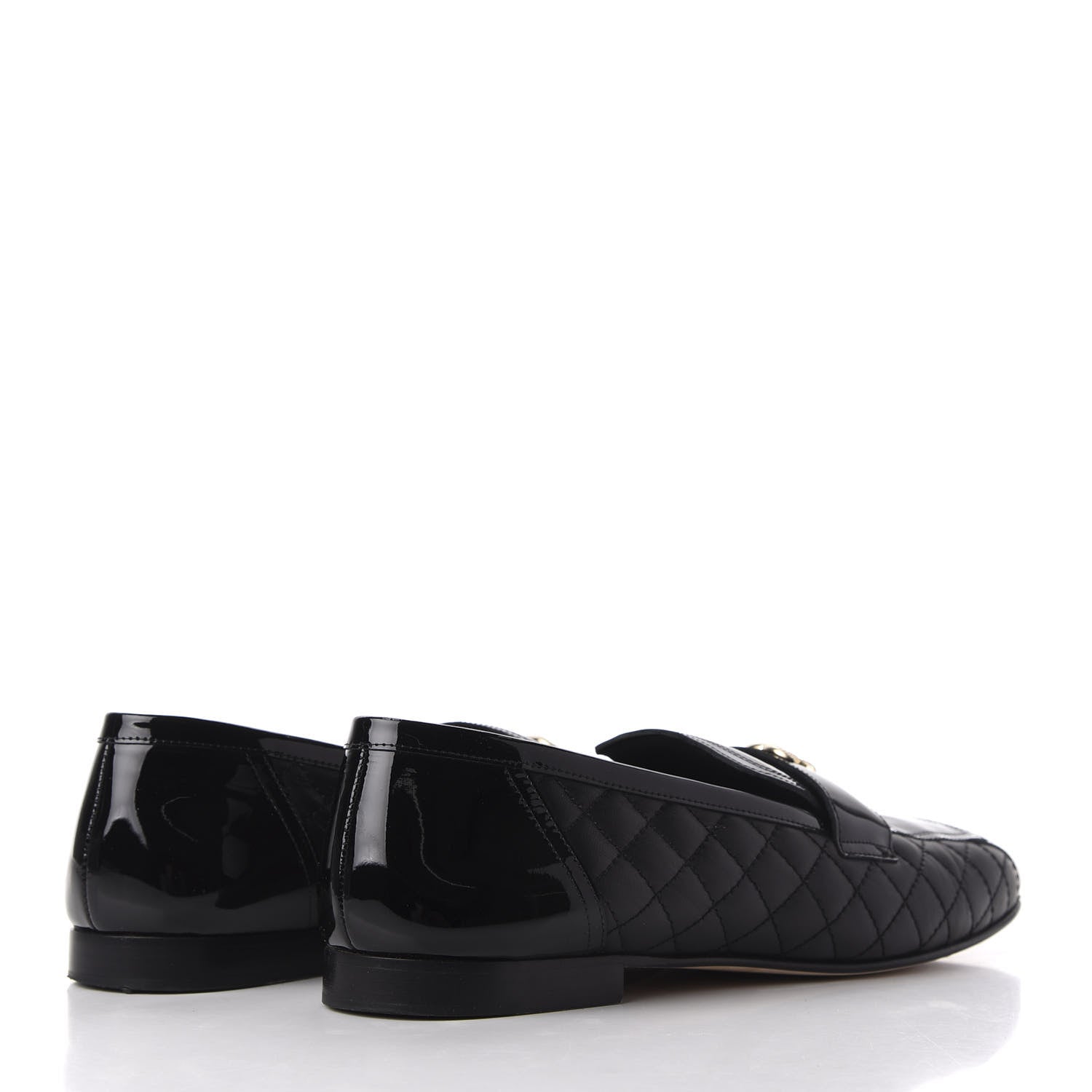 Chanel Patent Calfskin Quilted Womens CC Loafers 40 Black 4 of 15