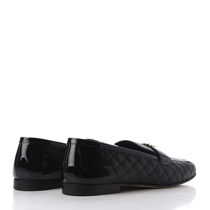 Chanel Patent Calfskin Quilted Womens CC Loafers 40 Black 4 of 15