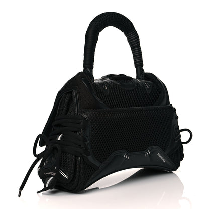 Balenciaga Faux Calfskin Fabric Small Sneakerhead Top Handle Bag Black 3 of 12