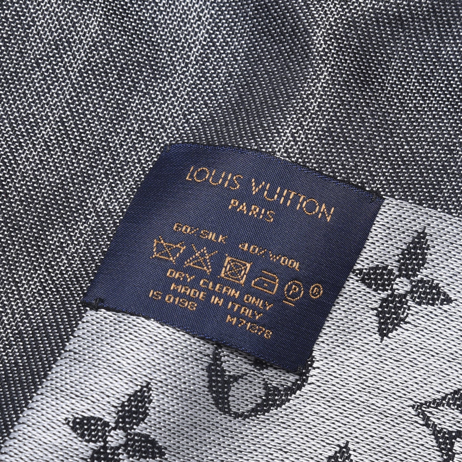 Louis Vuitton Silk Wool Monogram Denim Shawl Black 3 of 5