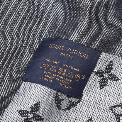 Louis Vuitton Silk Wool Monogram Denim Shawl Black 3 of 5
