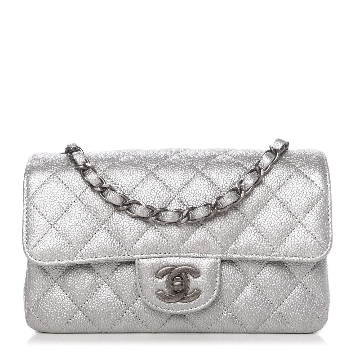 Chanel Metallic Caviar Quilted Mini Rectangular Flap Silver 1 of 10