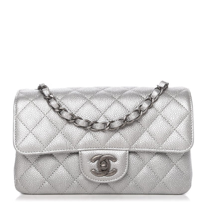 Chanel Metallic Caviar Quilted Mini Rectangular Flap Silver 1 of 10