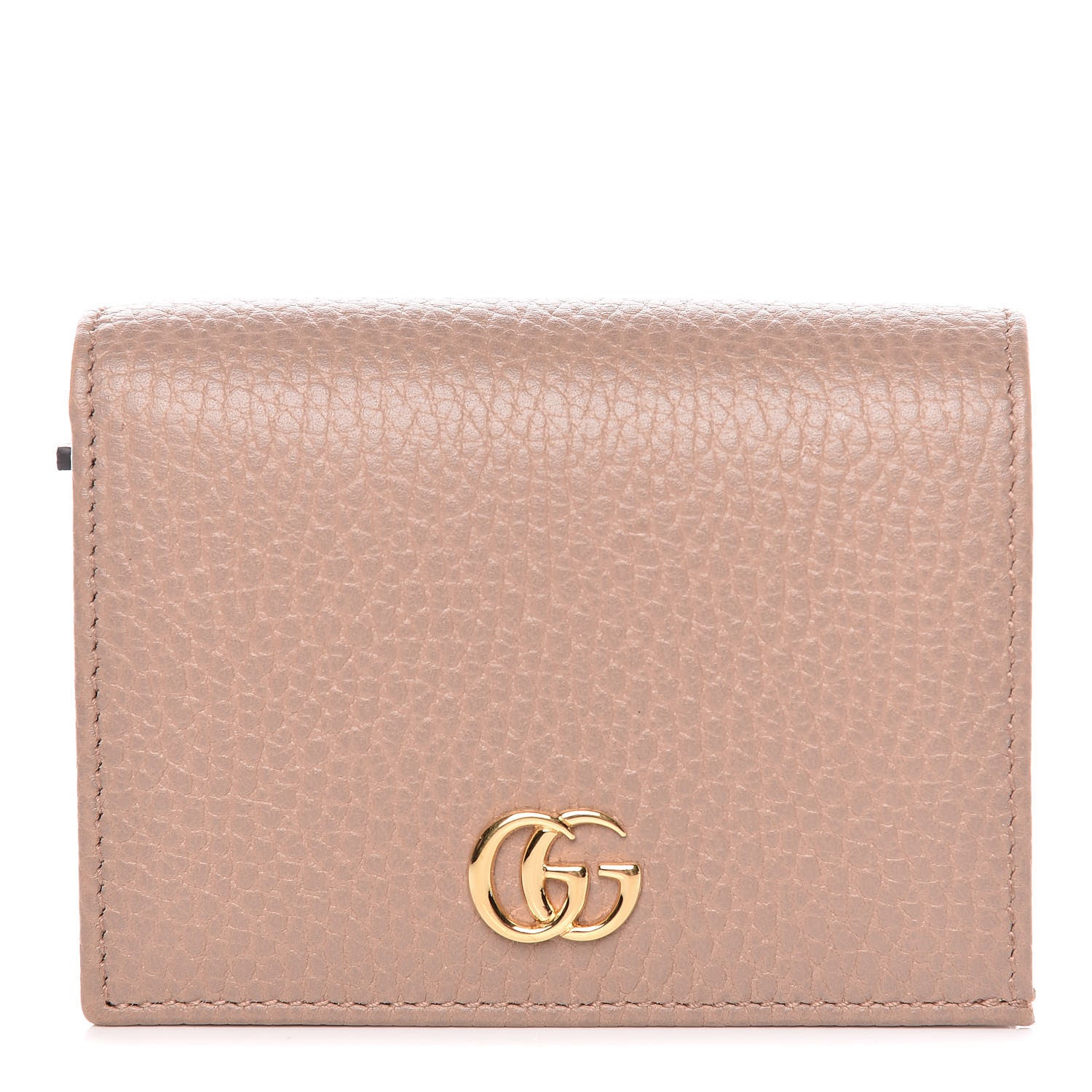 Gucci Pebbled Calfskin GG Marmont Card Case Porcelain Rose 1 of 8
