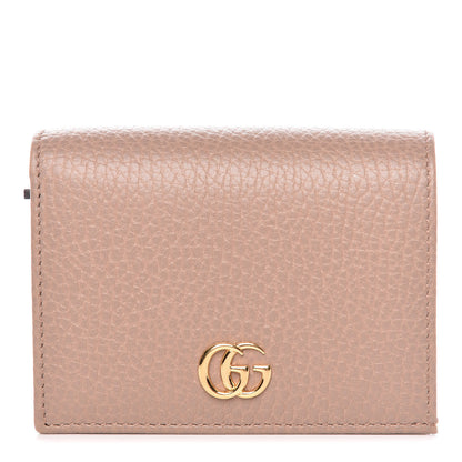 Gucci Pebbled Calfskin GG Marmont Card Case Porcelain Rose 1 of 8