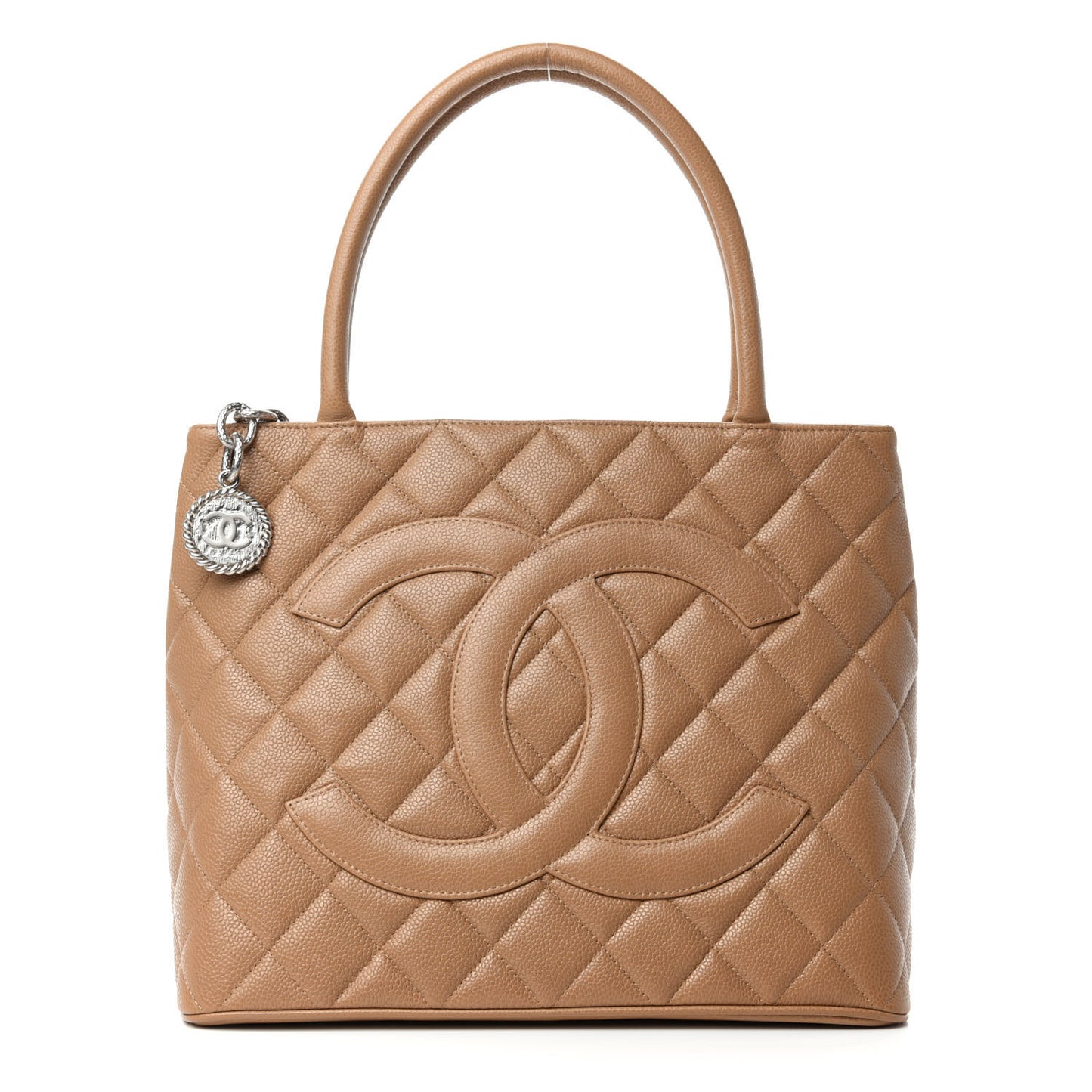 Caviar Quilted Medallion Tote Beige