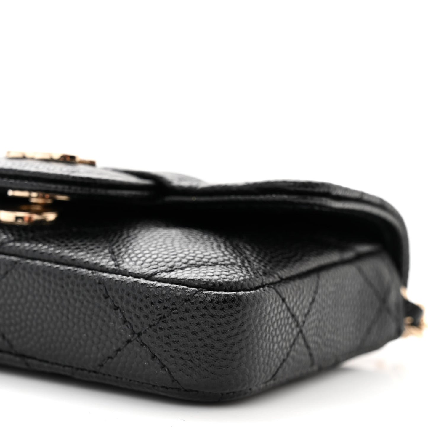 Caviar Quilted Mini Chain Belt Bag Black