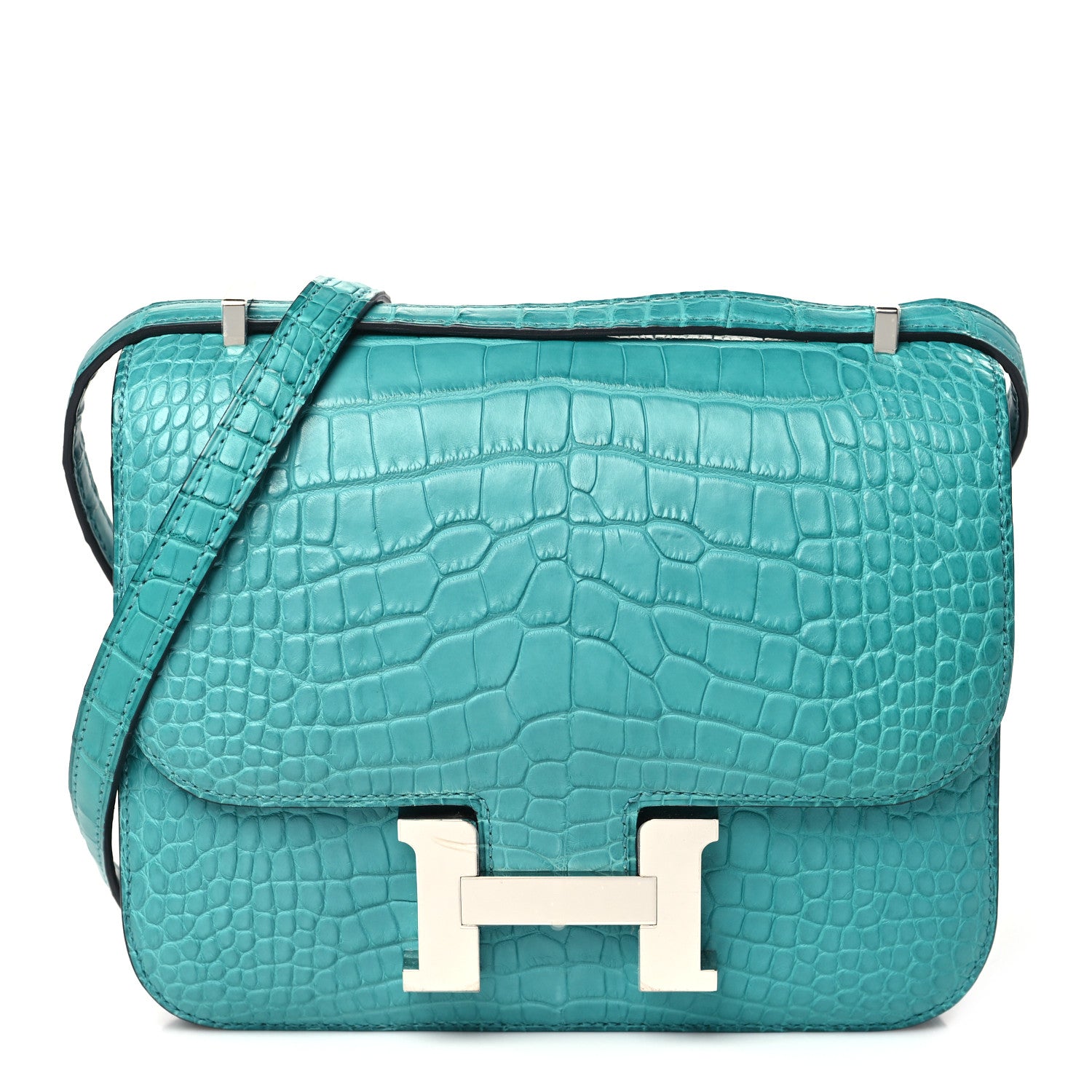 Hermes Matte Alligator Constance 18 Bleu Paon 1 of 10