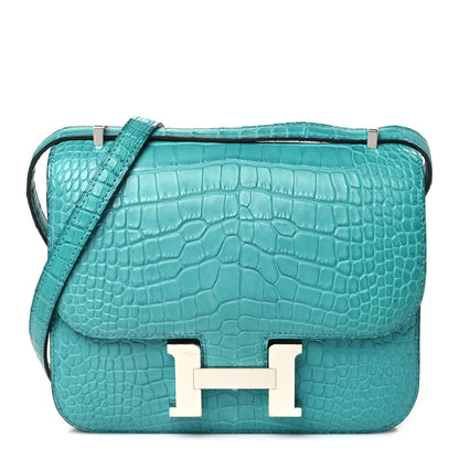Hermes Matte Alligator Constance 18 Bleu Paon 1 of 10