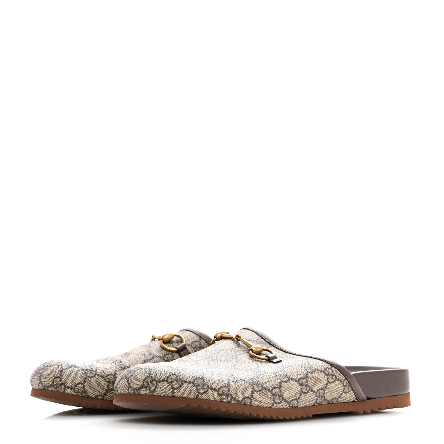 Gucci GG Supreme Monogram Miro Soft Calfskin Mens Horsebit Slippers 11 Beige Ebony New Acero 4 of 11