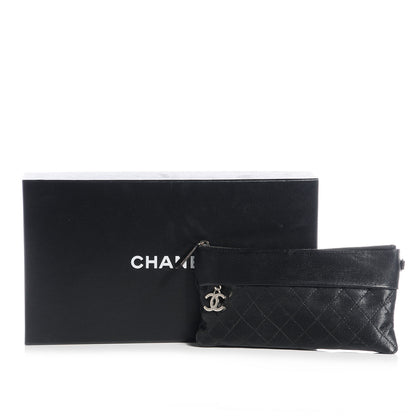 Chanel Quilted Coated Canvas Paris Biarritz Ligne Clutch Black 8 of 8