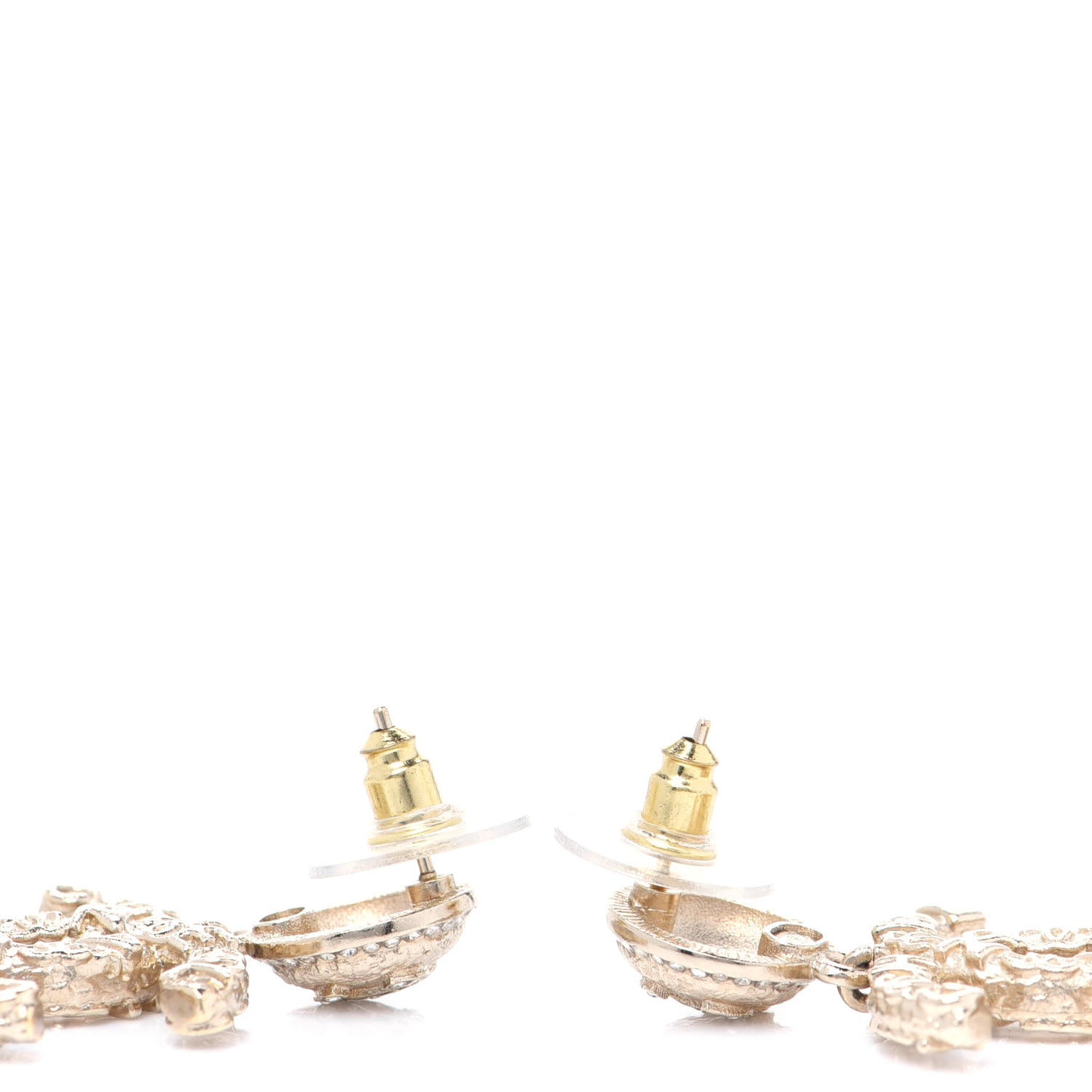 Crystal CC Drop Logo Earrings Gold