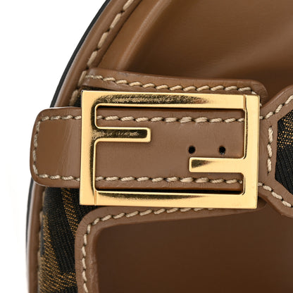 Fendi Fabric Jacquard Nappa FF Womens Fendi Feel Buckled Slide Sandals 37 Tobacco Black Miele Scuro 14 of 14
