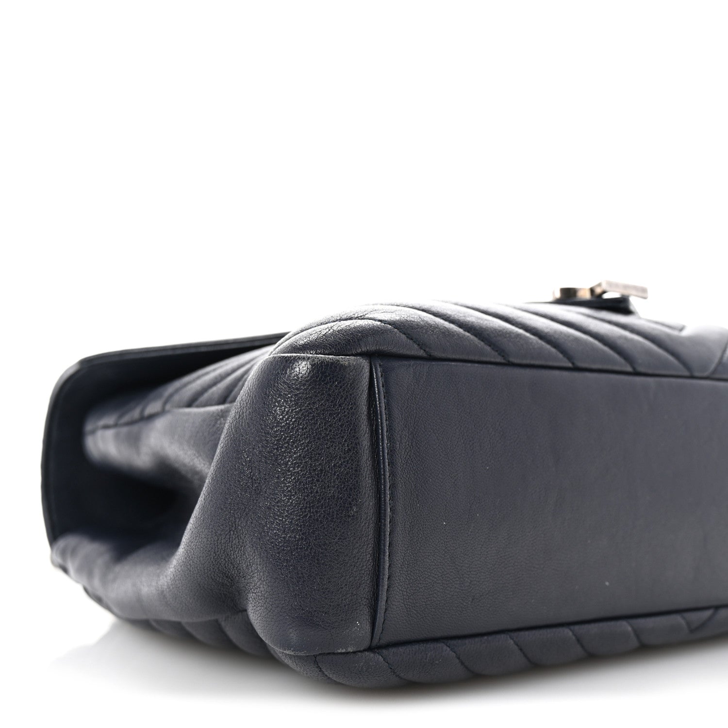 Saint Laurent Sheepskin Matelasse Chevron Monogram Large College Satchel Deep Marine 8 of 9