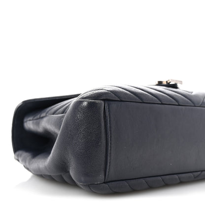 Saint Laurent Sheepskin Matelasse Chevron Monogram Large College Satchel Deep Marine 8 of 9