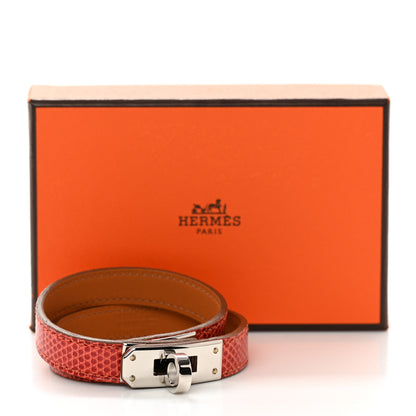 Hermes Lizard Kelly Double Tour Bracelet M Bougainvillea 7 of 7