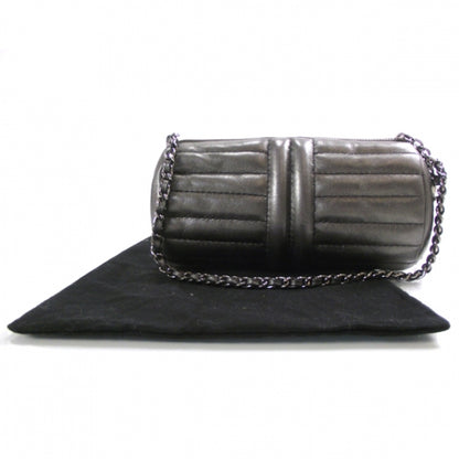 Chanel Leather Quilted Evening Bag Metallic Gray 2 of 8