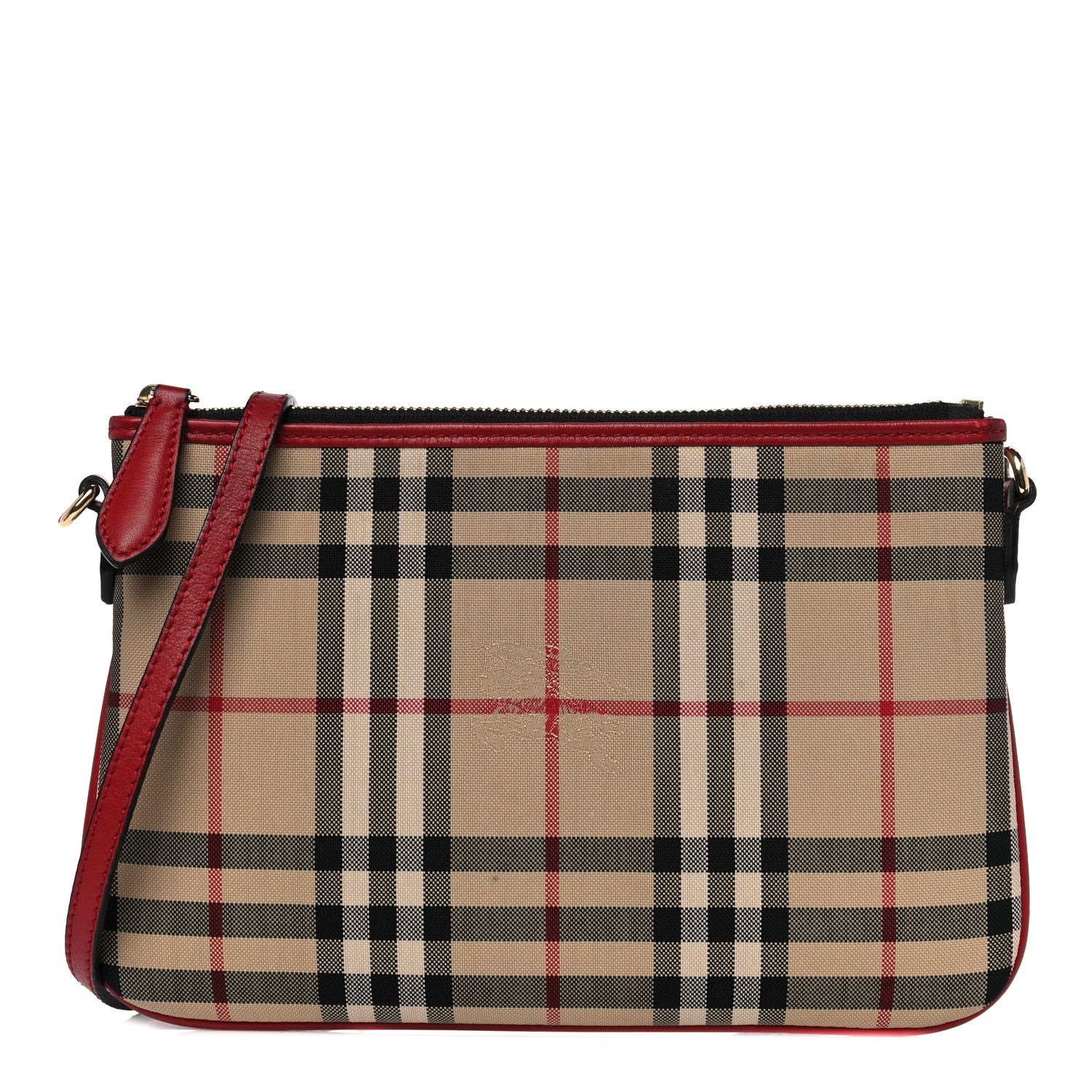 Burberry Horseferry Check Crossbody Clutch Bag Parade Red 1 of 12