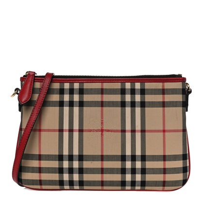 Burberry Horseferry Check Crossbody Clutch Bag Parade Red 1 of 12