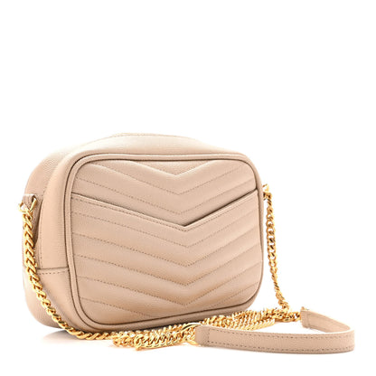 Saint Laurent Grain De Poudre Matelasse Monogram Mini Lou Camera Bag Dark Beige 3 of 10