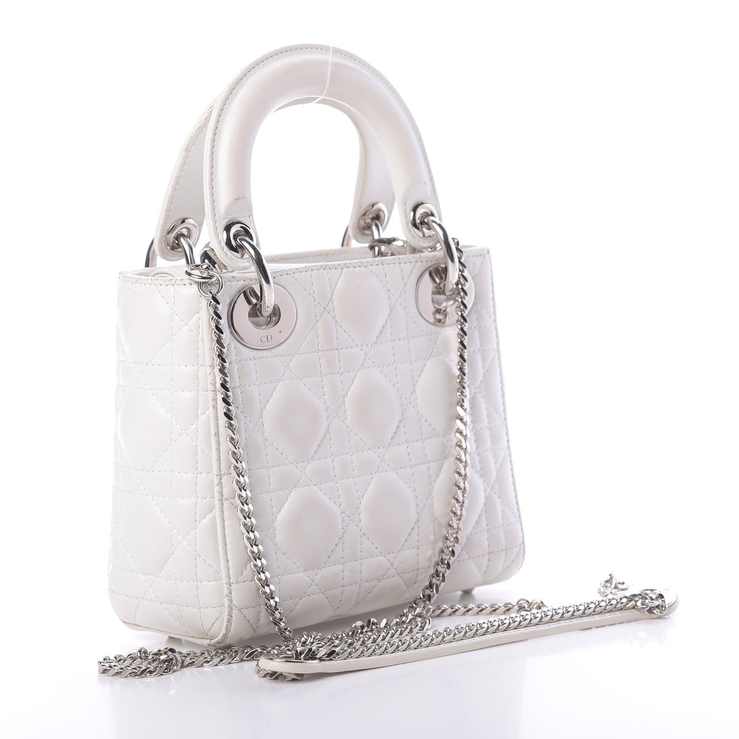 Christian Dior Lambskin Cannage Mini Lady Dior White 3 of 20