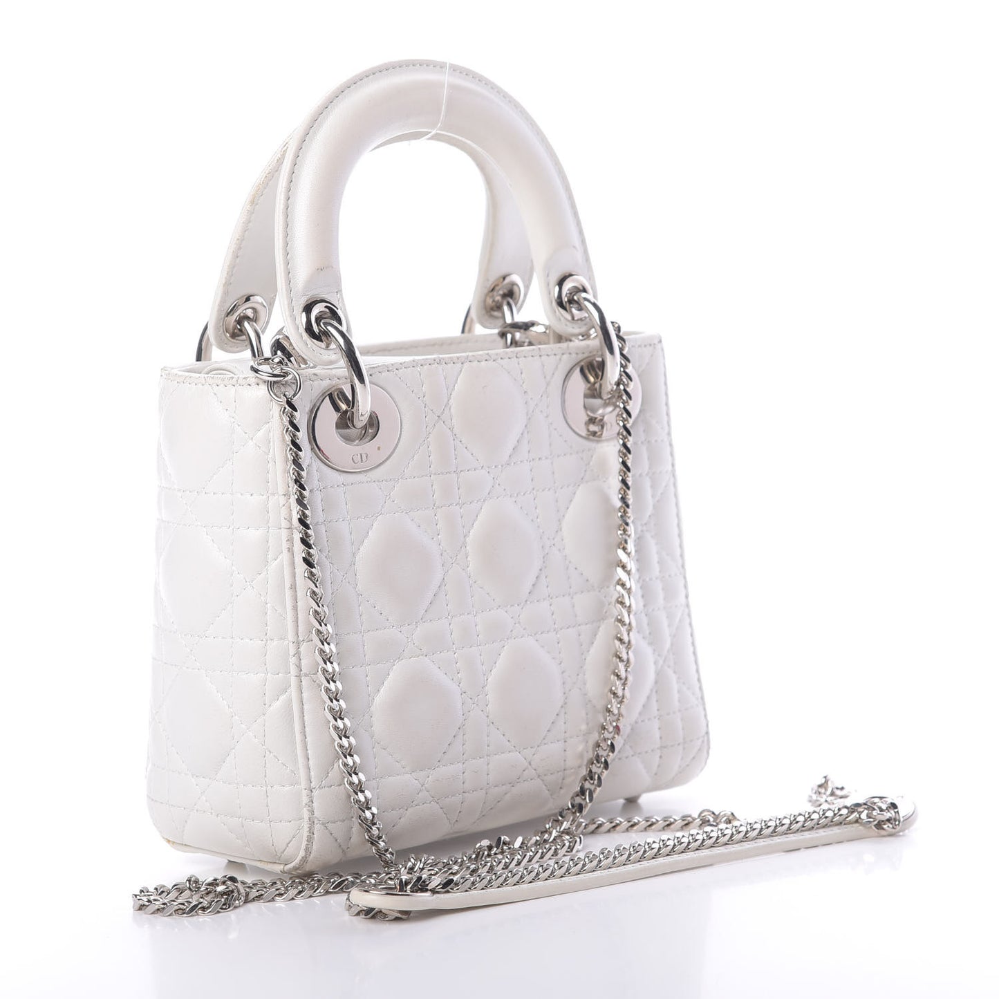 Lambskin Cannage Mini Lady Dior White