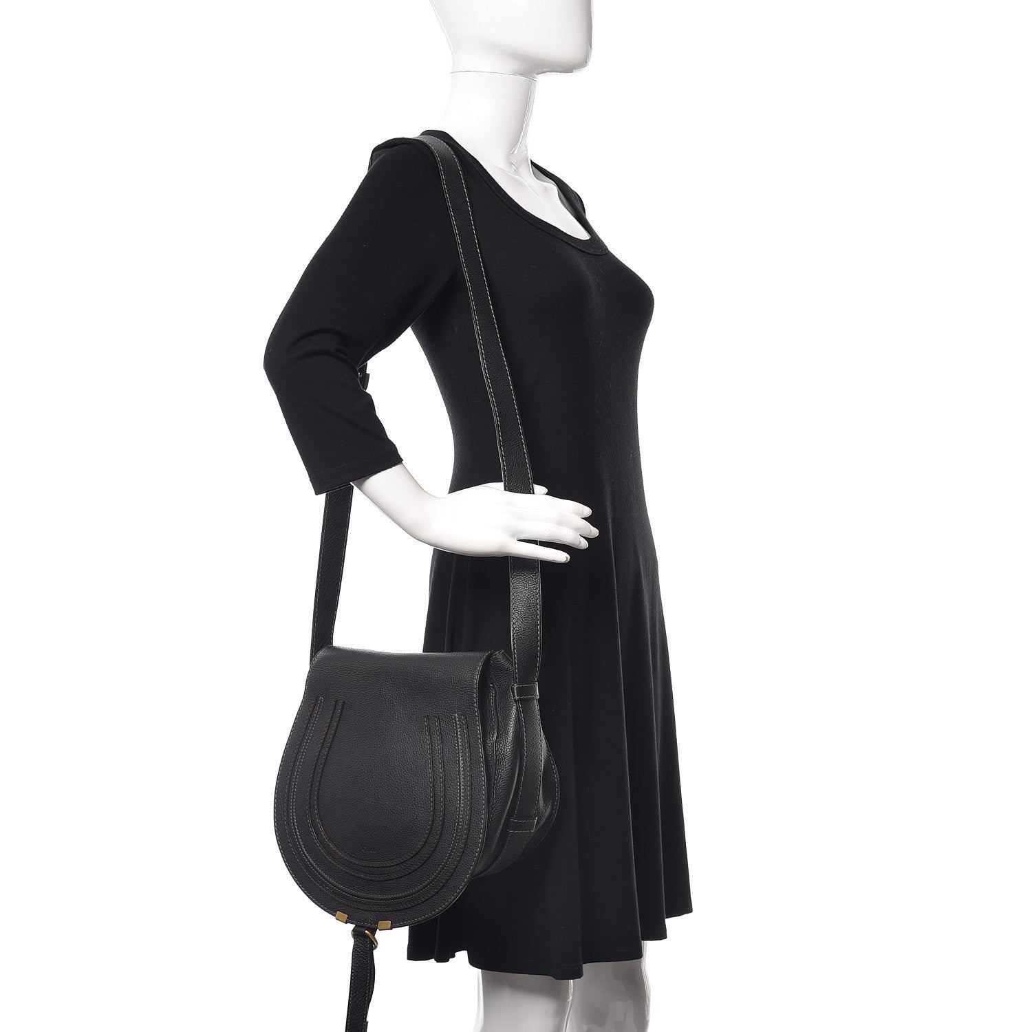 Chloe Calfskin Medium Marcie Round Crossbody Bag Black 2 of 11