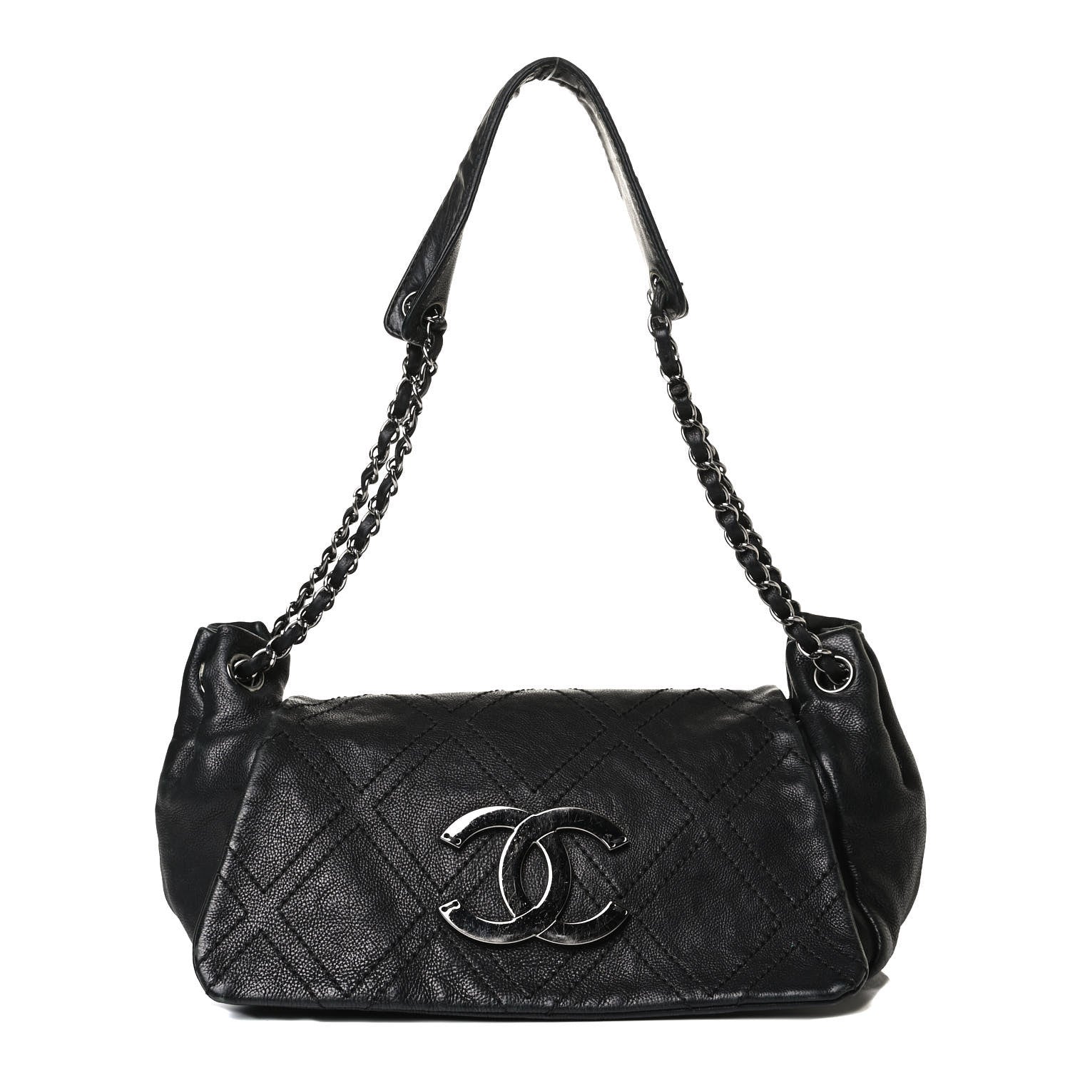 Chanel Calfskin Diamond Stitch Accordion Flap Black 1 of 12