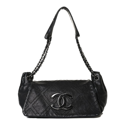 Chanel Calfskin Diamond Stitch Accordion Flap Black 1 of 12
