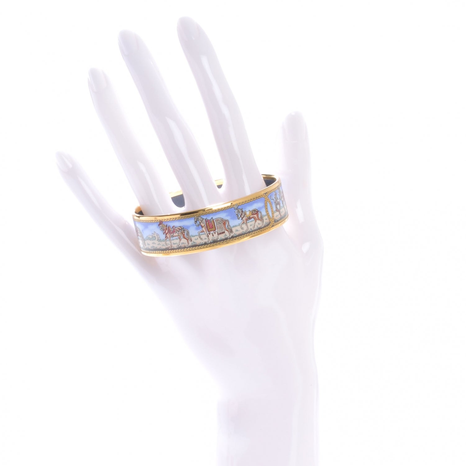 Hermes Enamel Printed Horse Wide Bracelet 65 2 of 6