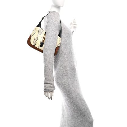 Gucci Snakeskin Calfskin Small Jackie 1961 Hobo Black Brown 2 of 10